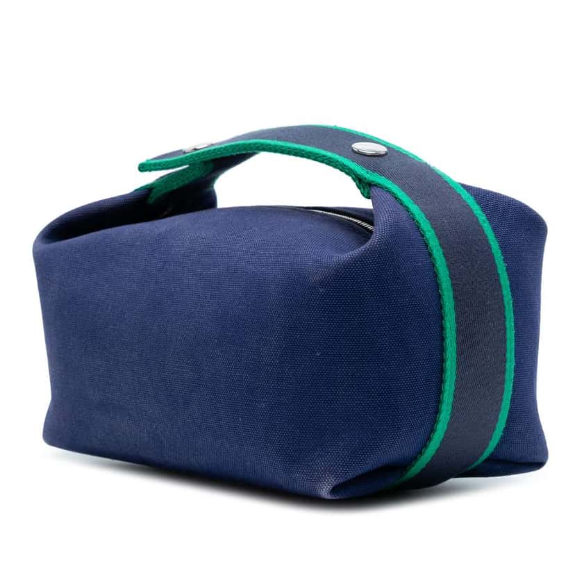 Hermès Small Canvas Bride A Brac Case Blue Canvas Good condition - Back View