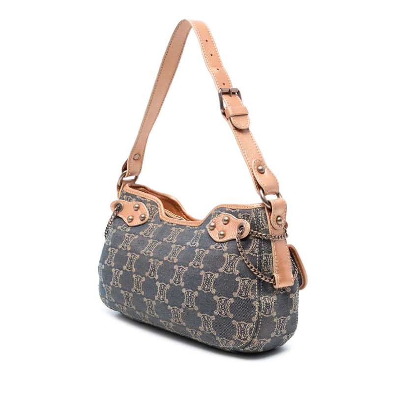 Celine Macadam Denim Shoulder Bag Blue Denim Good condition - Back View