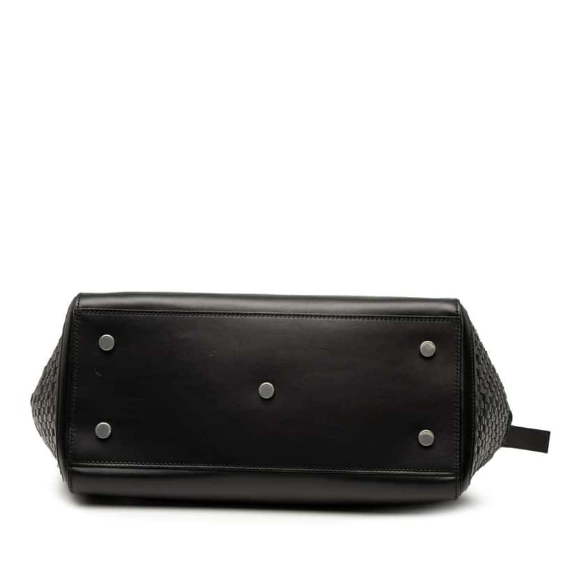 Saint Laurent Small Woven Trimmed Leather Downtown Cabas Satchel Black Leather Good condition - Inside View