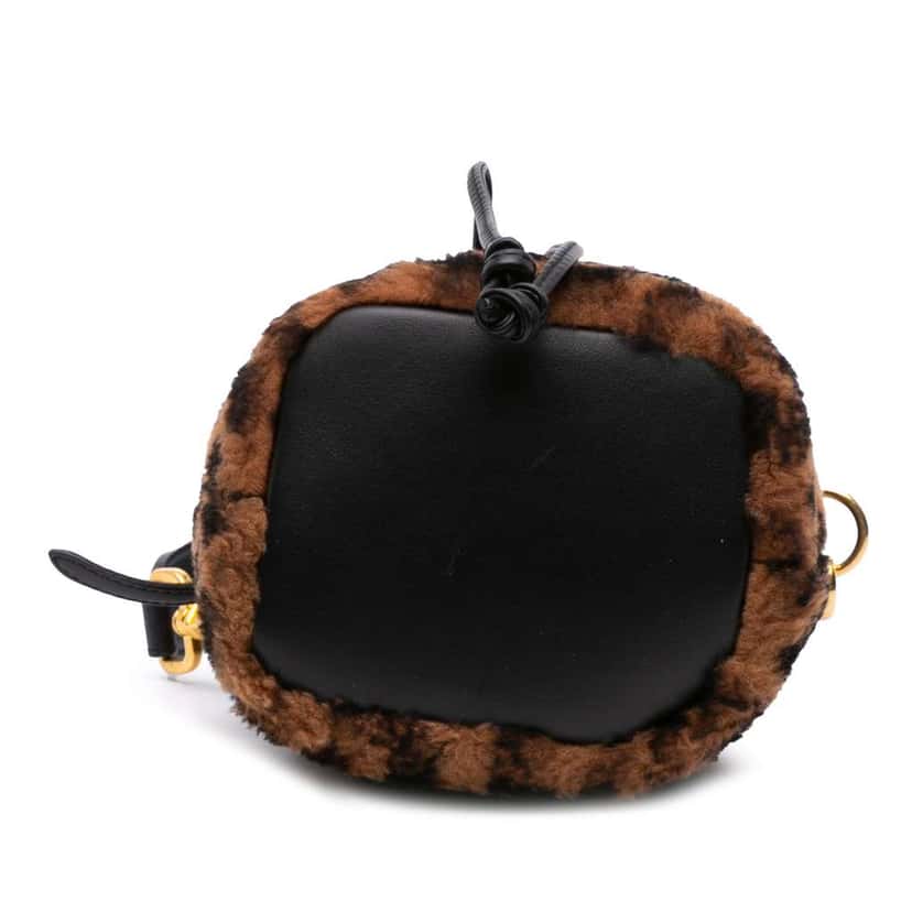 Fendi Mini Zucca Shearling Mon Tresor Bucket Bag Brown Good condition - Inside View