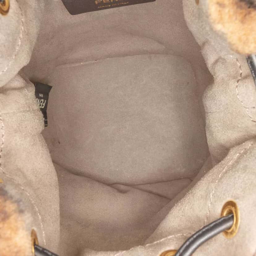 Fendi Mini Zucca Shearling Mon Tresor Bucket Bag Brown Good condition - Model View