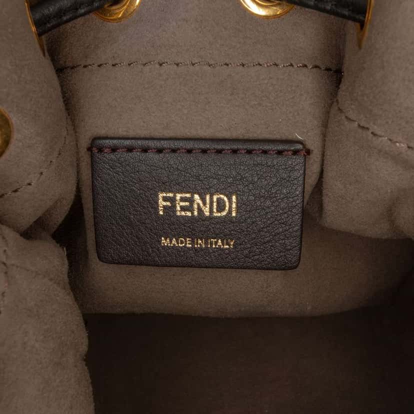 Fendi Mini Zucca Shearling Mon Tresor Bucket Bag Brown Good condition - Box View