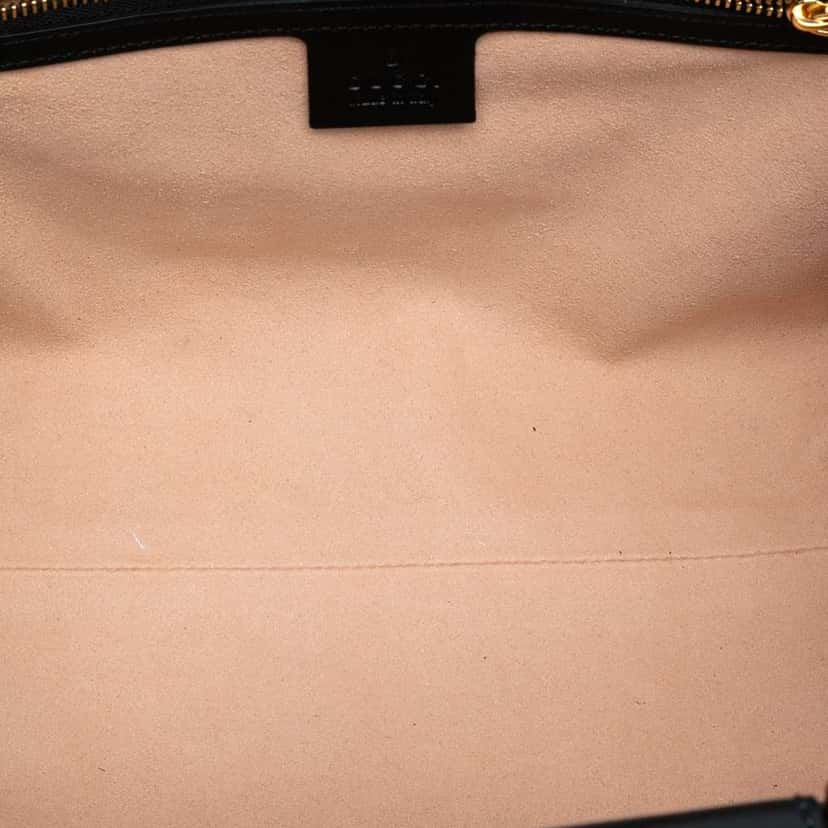 Gucci Small Leather Bamboo Nymphaea Satchel Black Leather Good condition - Model View