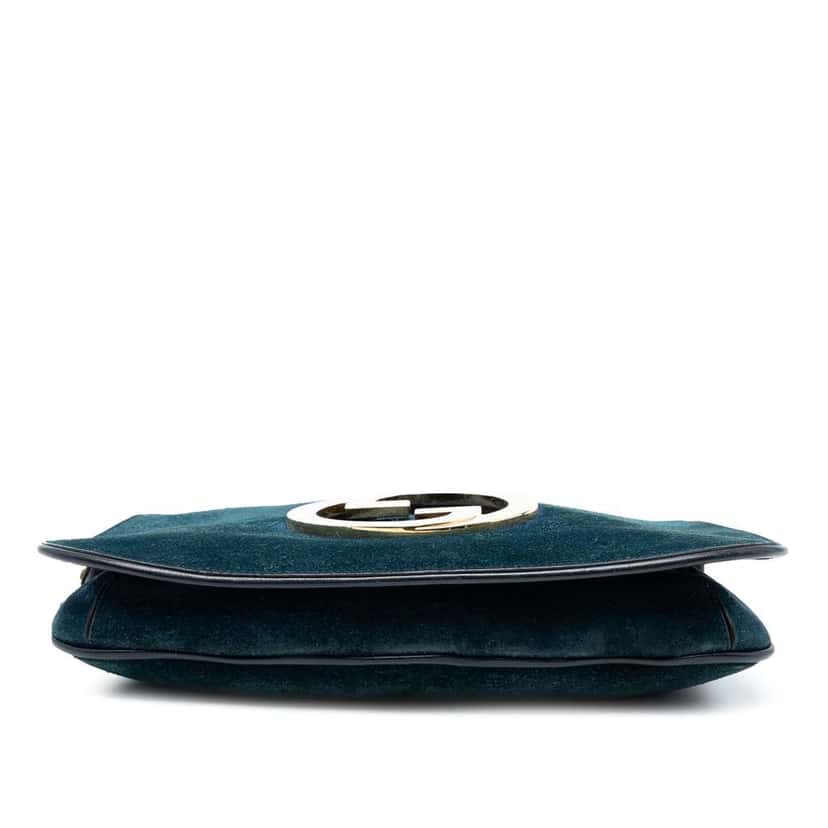 Gucci Small Suede Blondie Chain Satchel Blue Leather Good condition - Inside View