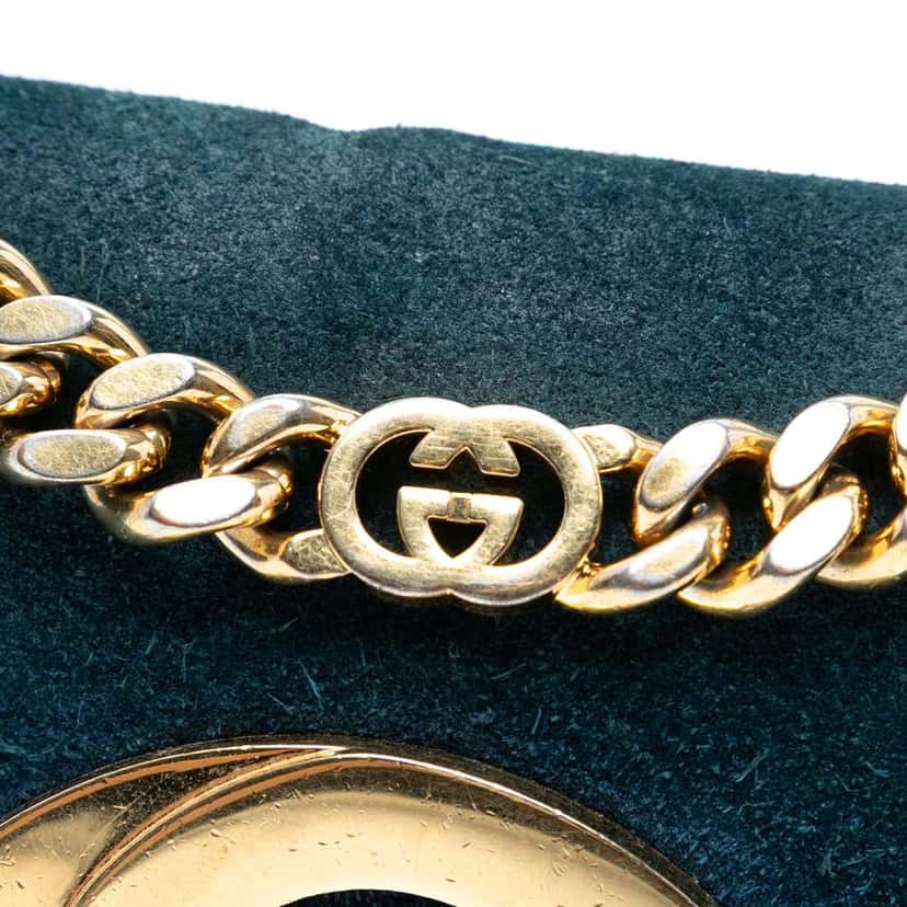 Gucci Small Suede Blondie Chain Satchel Blue Leather Good condition - Box View
