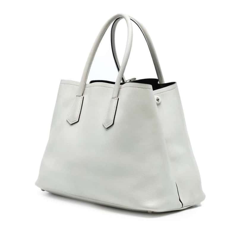 Prada Large City Calf Double Satchel White Leather Very good condition - Back View