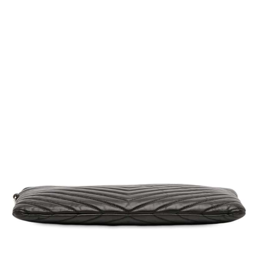 Saint Laurent Quilted Chevron Leather Monogram Document Holder Black Leather Good condition - Inside View