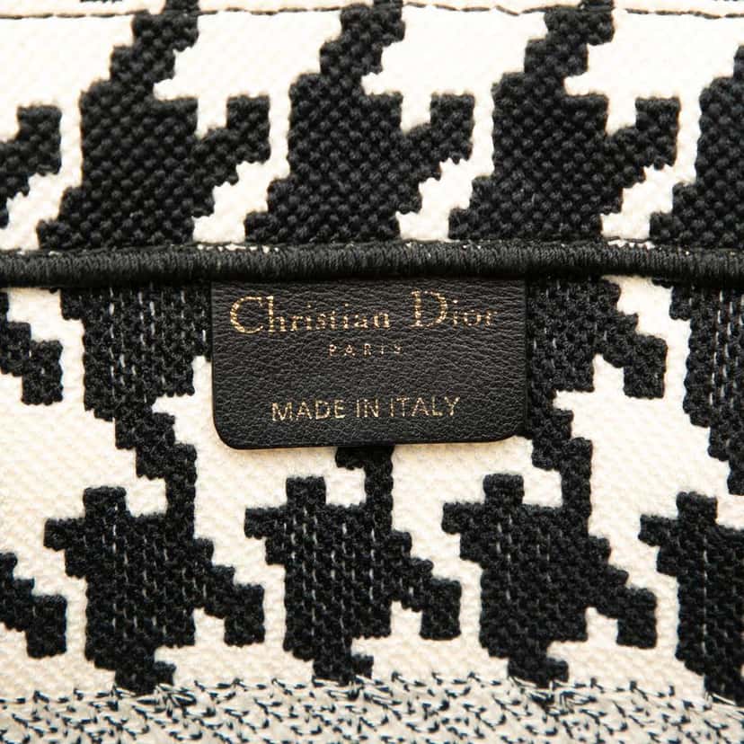 Dior Medium Canvas Houndstooth Embroidered Book Tote Black Canvas Good condition - Box View