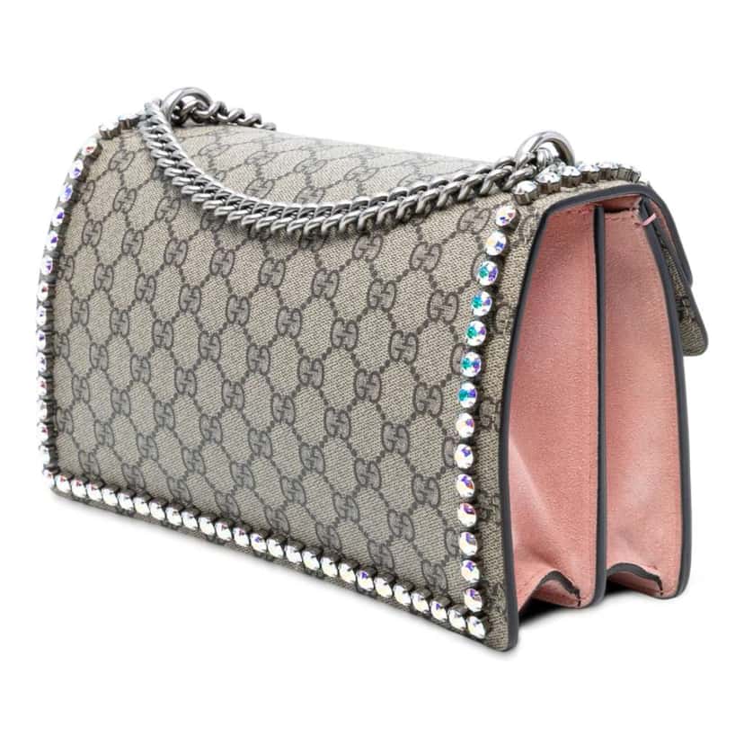 Gucci Medium GG Supreme Crystal Dionysus Shoulder Bag Brown Canvas Good condition - Back View
