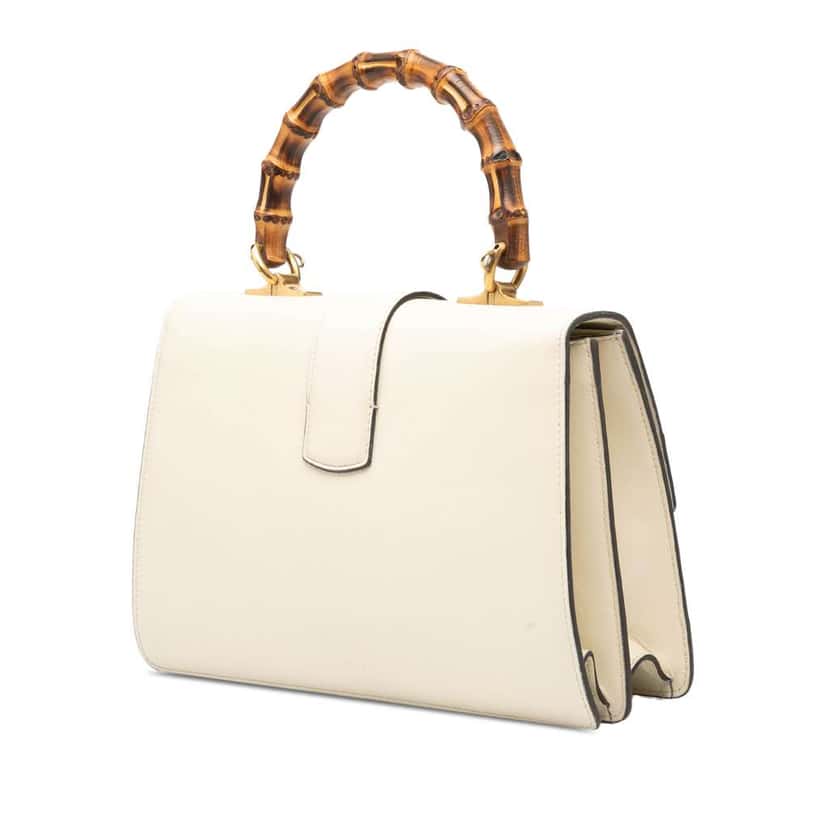 Gucci Medium Leather Bamboo Dionysus Web Satchel White Leather Good condition - Back View