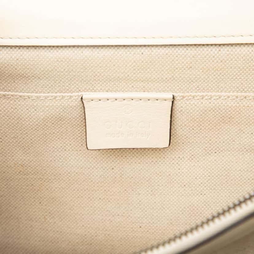 Gucci Medium Leather Bamboo Dionysus Web Satchel White Leather Good condition - Box View