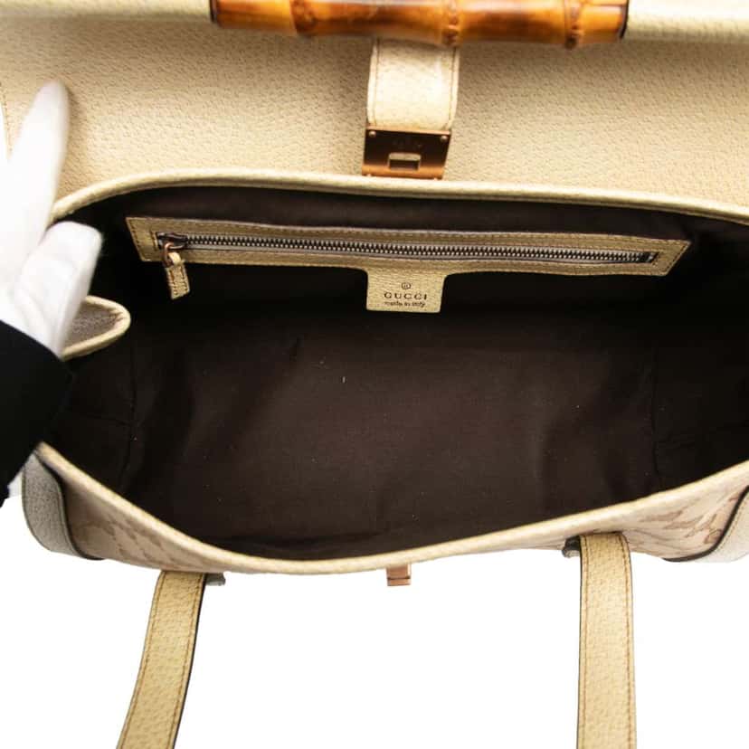 Gucci GG Canvas Bamboo Bullet Shoulder Bag Brown Canvas Good condition - Model View