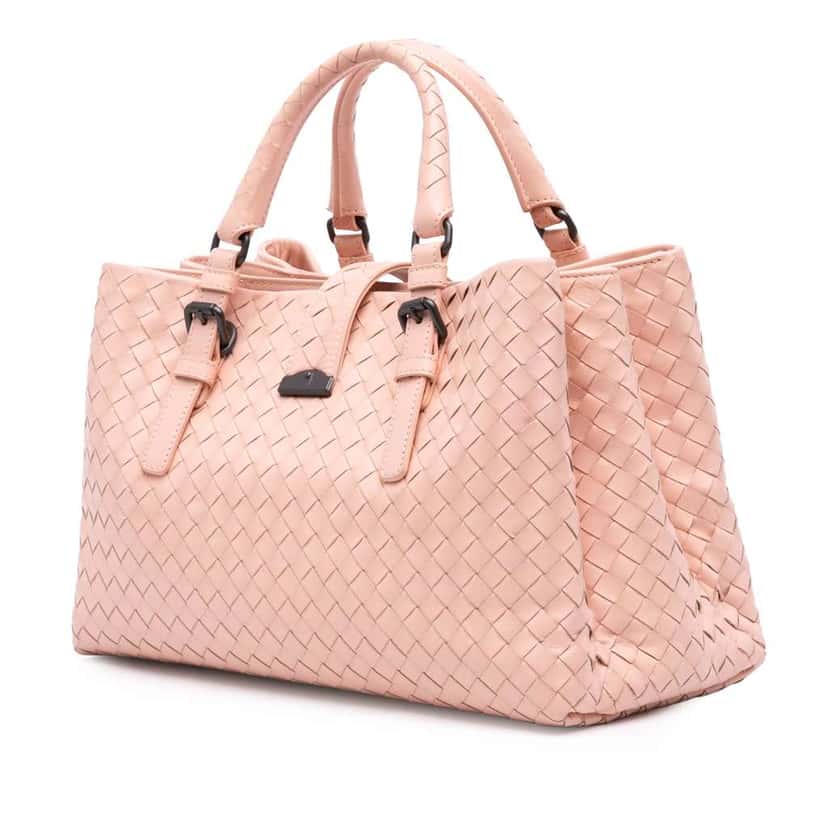 Bottega Veneta Small Nappa Intrecciato Roma Satchel Pink Leather Good condition - Back View