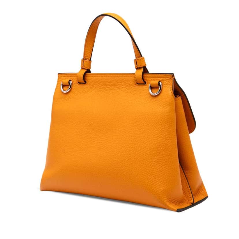 Gucci Small Leather Bamboo Daily Satchel Orange Leather Good condition - Back View