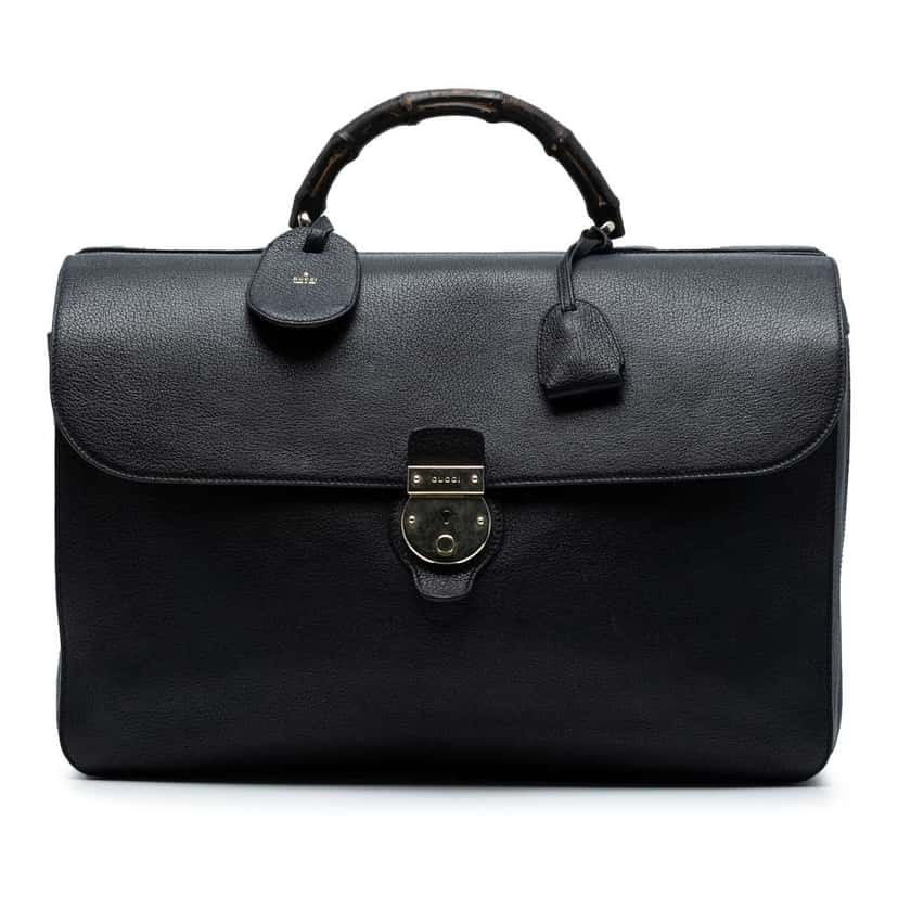 Gucci Leather Bamboo Briefcase Black Leather Good condition - Front View