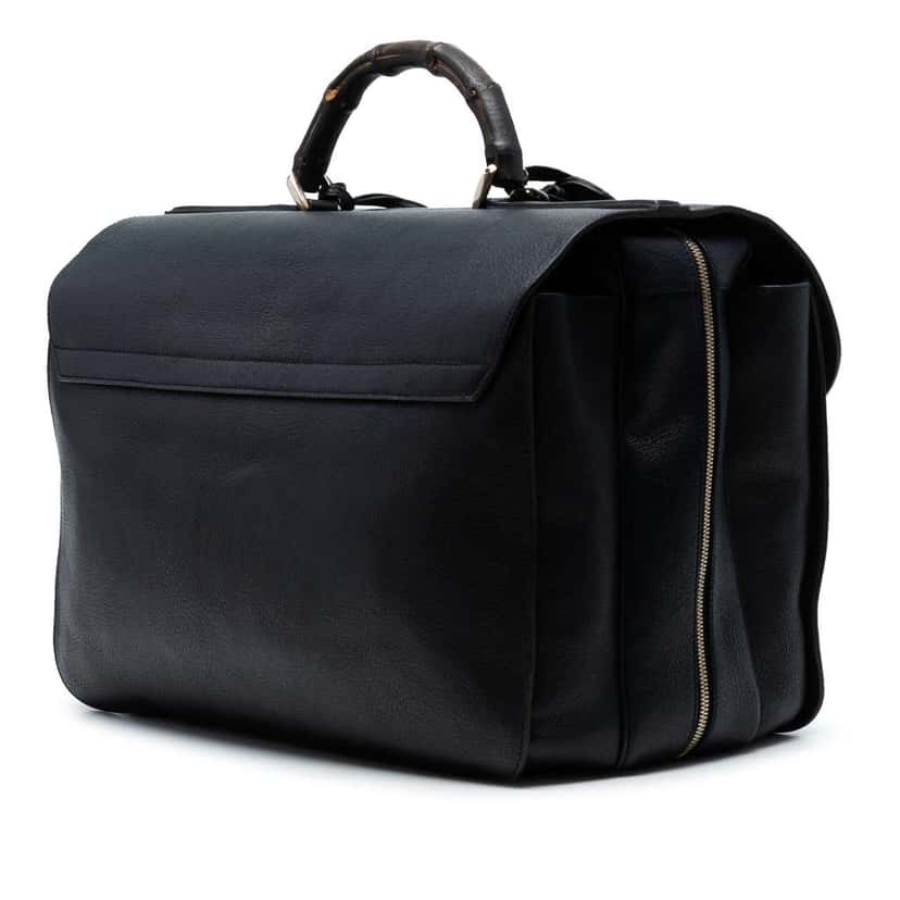 Gucci Leather Bamboo Briefcase Black Leather Good condition - Back View