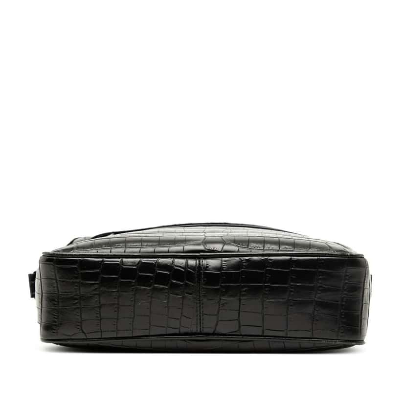 Saint Laurent Crocodile Embossed Leather Camp Camera Bag Black Leather Good condition - Inside View
