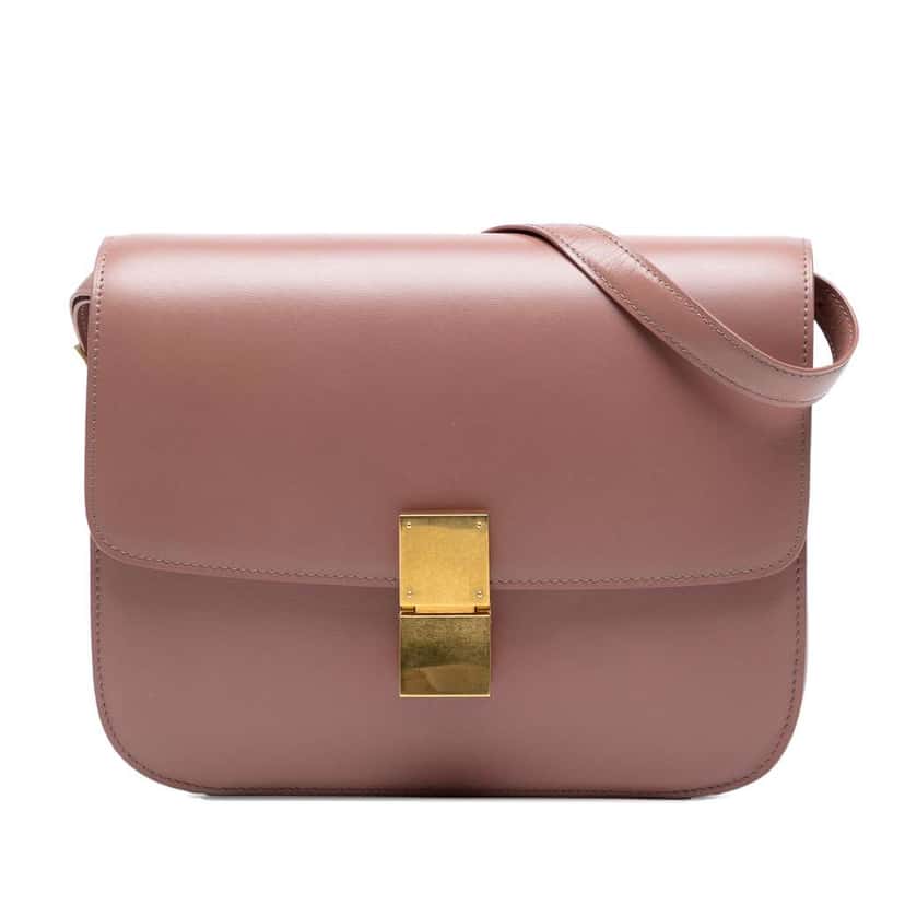 Celine Medium Calfskin Classic Box Pink Leather Good condition - Front View