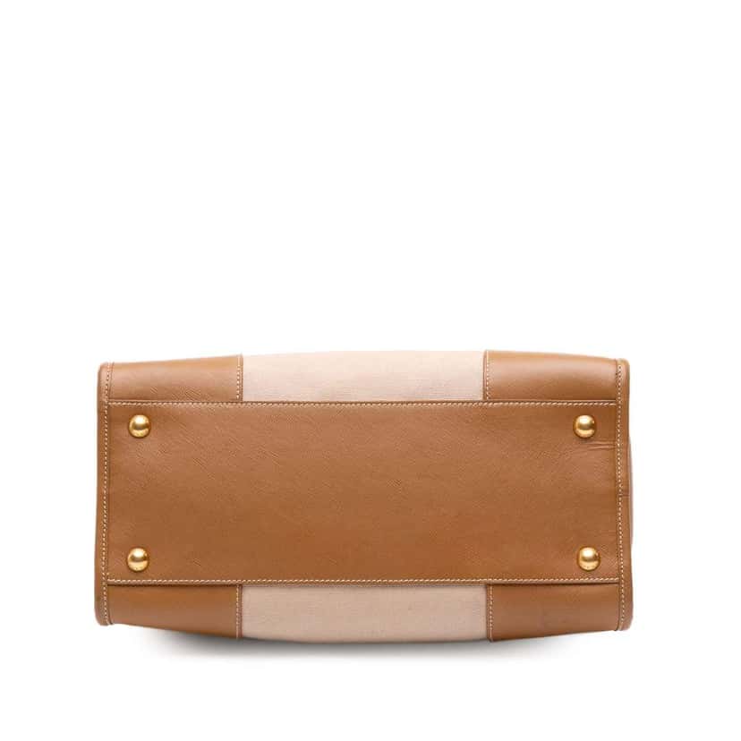 Prada Saffiano Trimmed Canvas Canapa Satchel Brown Canvas Good condition - Inside View