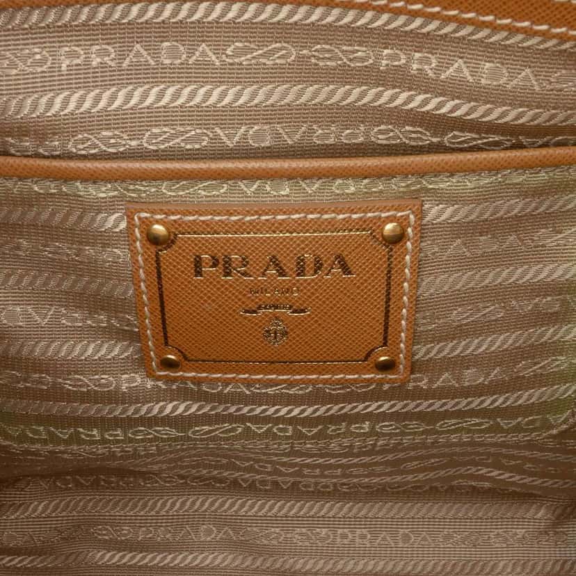 Prada Saffiano Trimmed Canvas Canapa Satchel Brown Canvas Good condition - Box View