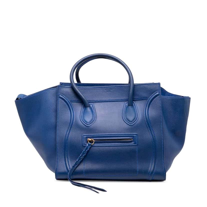 Celine Medium Grained Calfskin Phantom Luggage Tote Blue Leather Very good condition - Front View