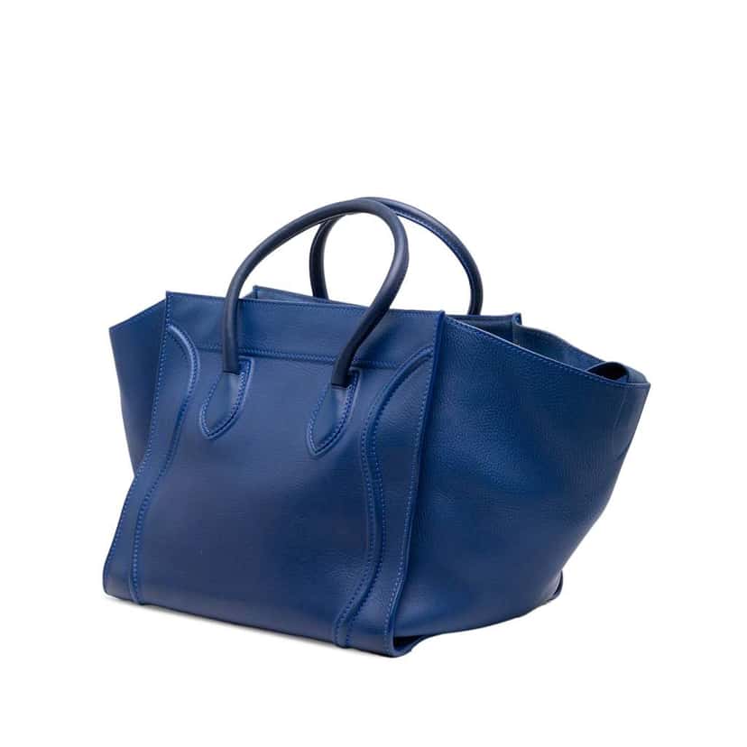 Celine Medium Grained Calfskin Phantom Luggage Tote Blue Leather Very good condition - Back View
