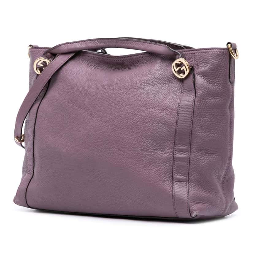 Gucci Medium Leather Miss GG Satchel Purple Leather Good condition - Back View