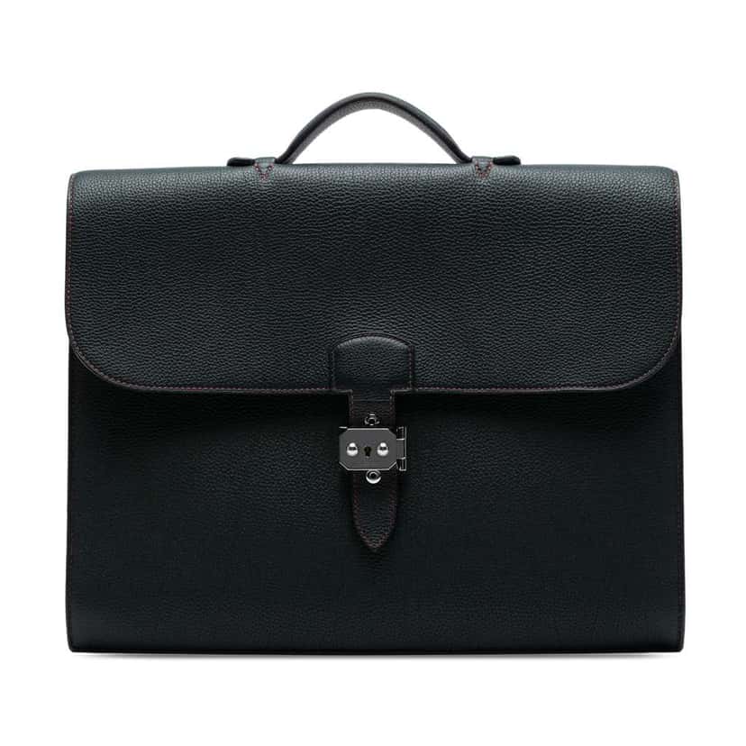 Hermès Togo Sac A Depeches Verso 38 Black Leather Good condition - Front View