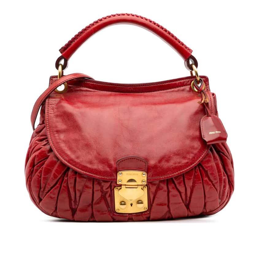 Miu Miu Matelasse Nappa Coffer Satchel Red Leather Good condition - Front View