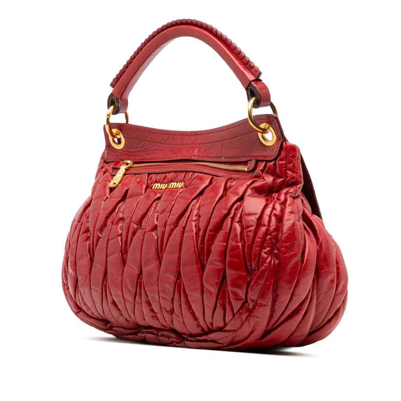 Miu Miu Matelasse Nappa Coffer Satchel Red Leather Good condition - Back View