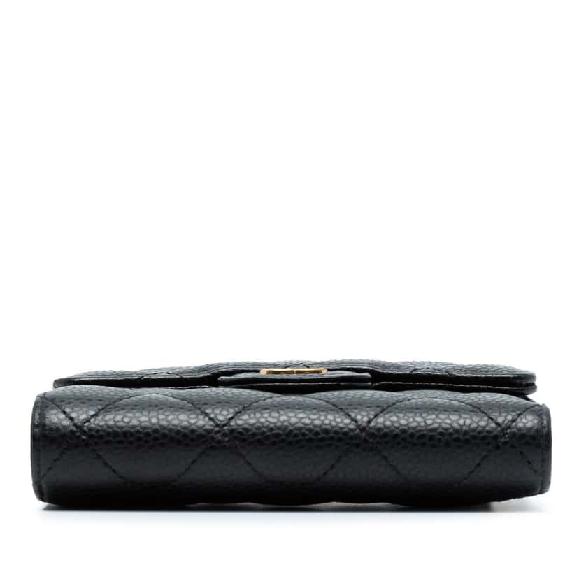 Chanel CC Quilted Caviar Compact Flap Wallet Black Leather Good condition - Inside View