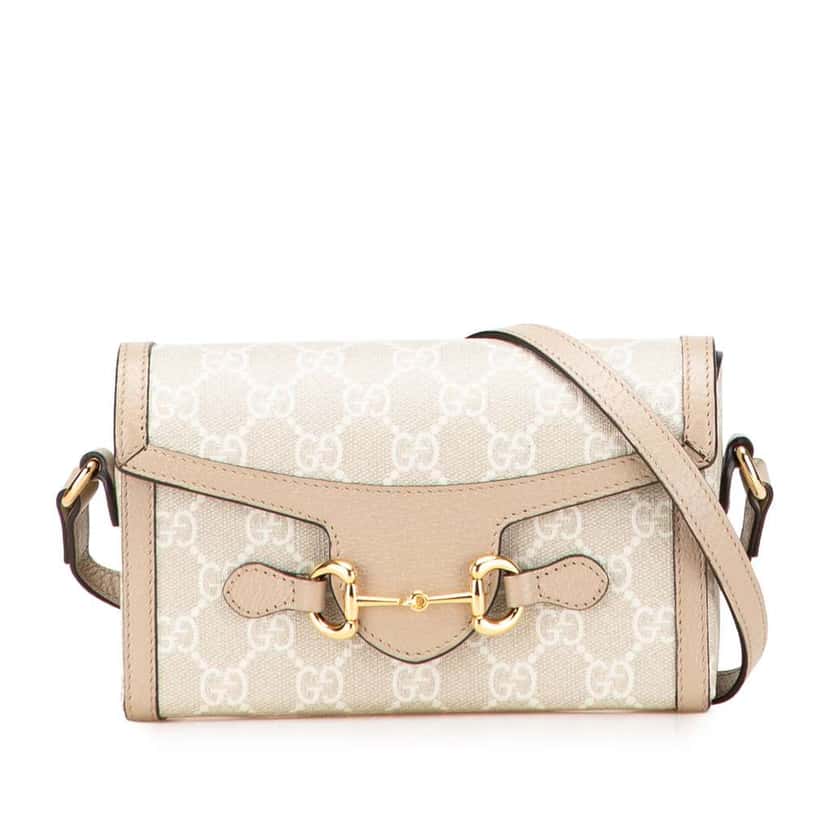 Gucci Mini GG Supreme Horsebit 1955 Crossbody Brown Canvas Good condition - Front View
