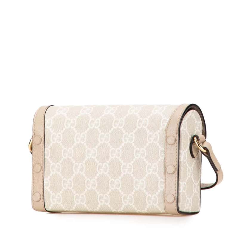 Gucci Mini GG Supreme Horsebit 1955 Crossbody Brown Canvas Good condition - Back View
