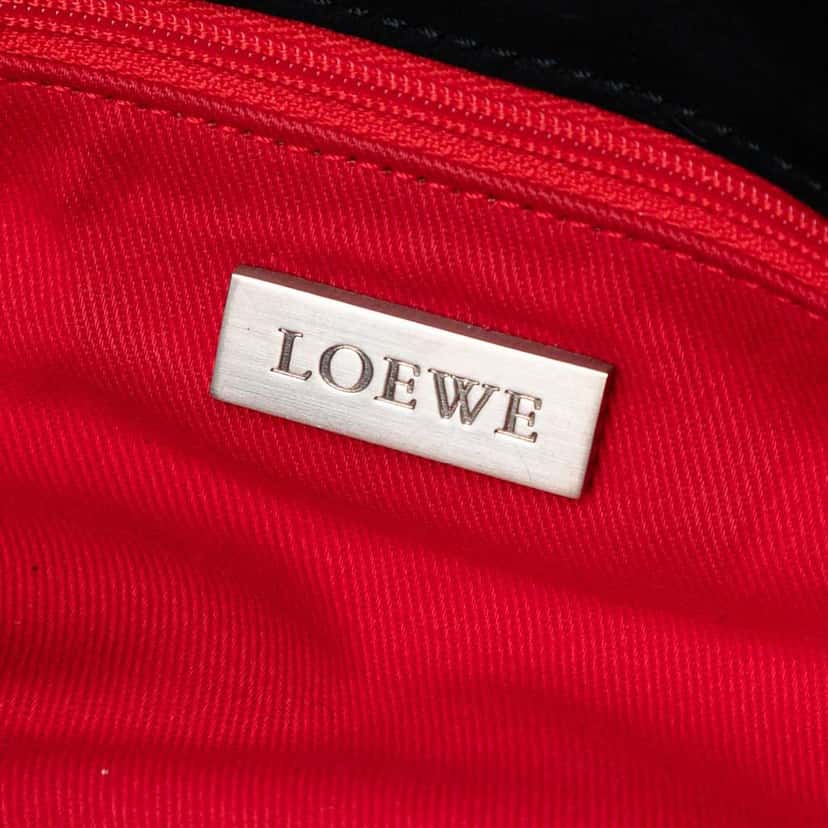 Loewe Suede Braided Chain Pocket Tote Black Leather Good condition - Box View