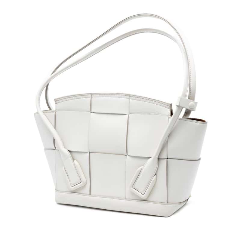 Bottega Veneta Small Calfskin Maxi Intrecciato Arco Satchel White Leather Good condition - Back View