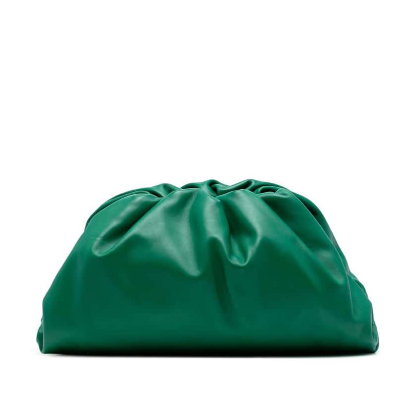 Bottega Veneta Lambskin The Pouch Green Leather Good condition - Front View