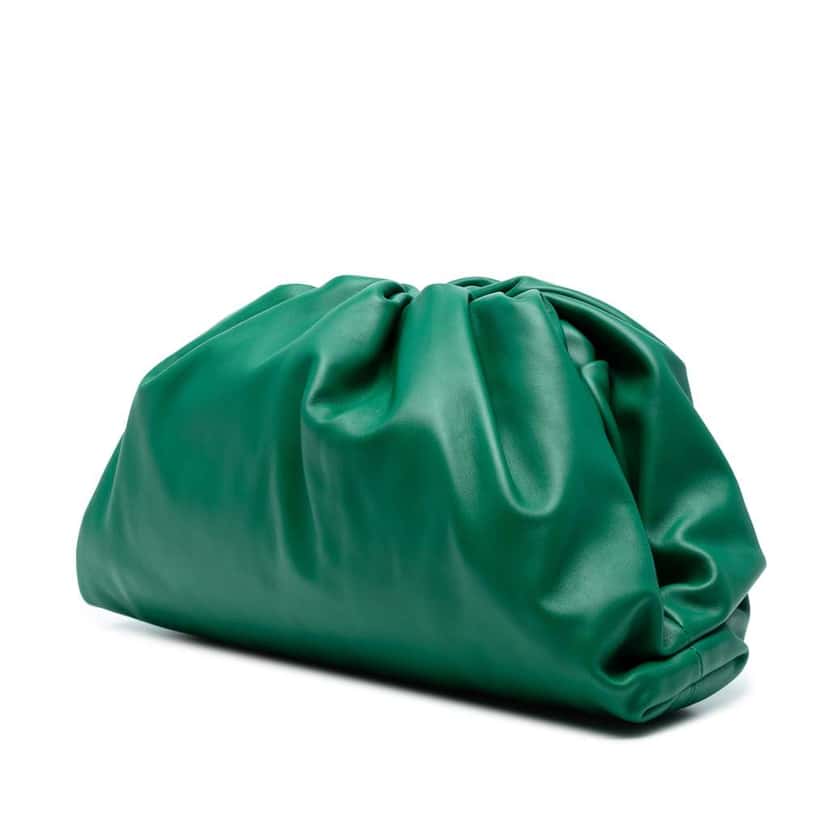 Bottega Veneta Lambskin The Pouch Green Leather Good condition - Back View