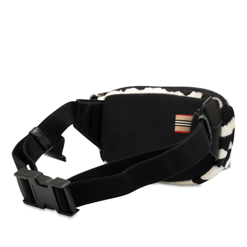 Burberry Zebra Print Nylon Logo Cannon Belt Bag White Very good condition - Back View