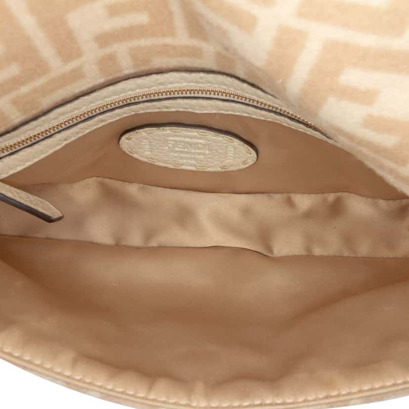 Fendi Zucca Wool Selleria Baguette Brown Wool Good condition - Model View