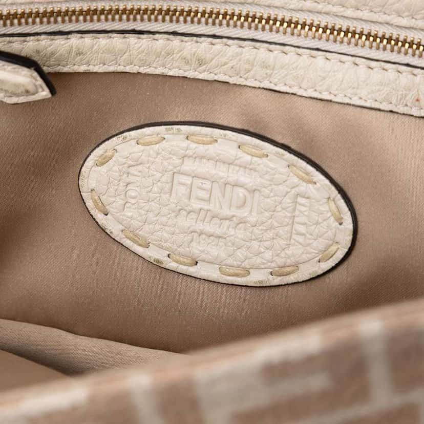 Fendi Zucca Wool Selleria Baguette Brown Wool Good condition - Box View