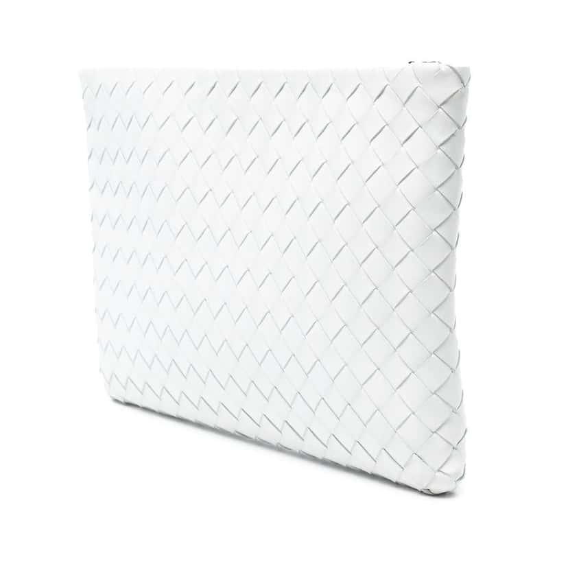 Bottega Veneta Nappa Intrecciato Wristlet Clutch White Leather Good condition - Back View