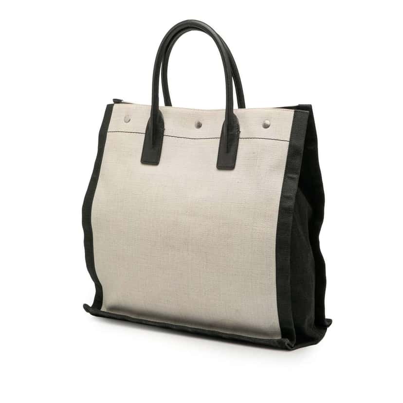 Saint Laurent Linen Rive Gauche North South Tote White Canvas Good condition - Back View