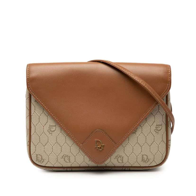 Dior Honeycomb Coated Canvas Crossbody Brown Canvas Good condition - Front View