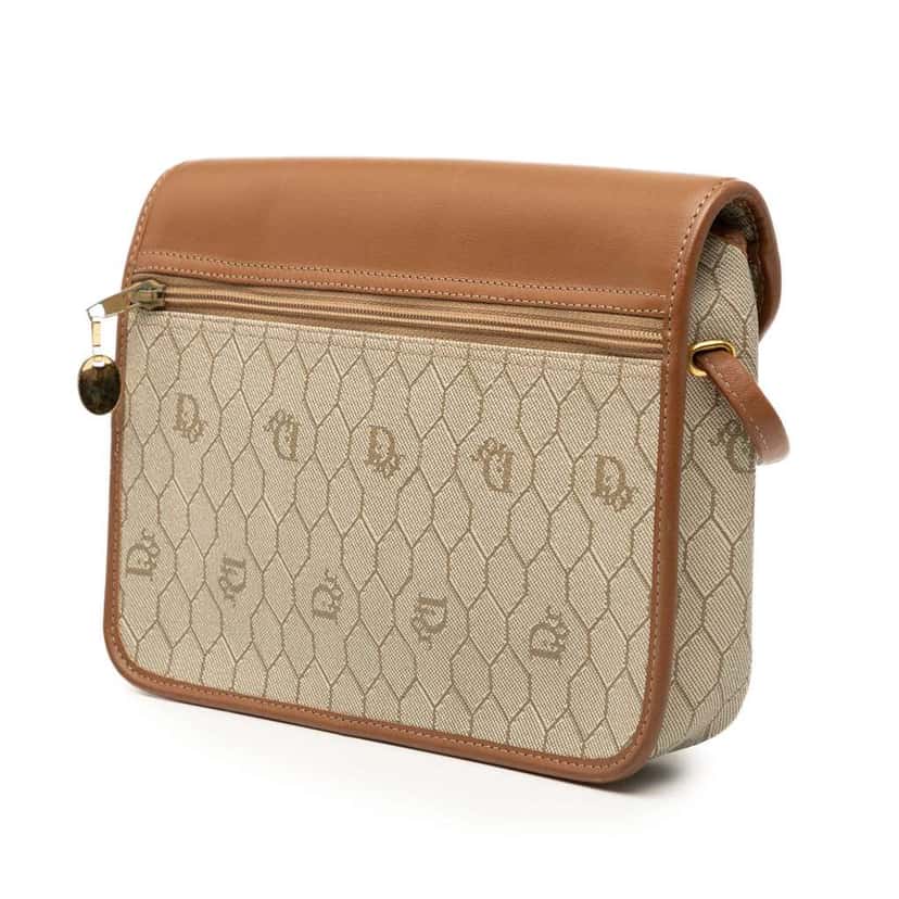 Dior Honeycomb Coated Canvas Crossbody Brown Canvas Good condition - Back View