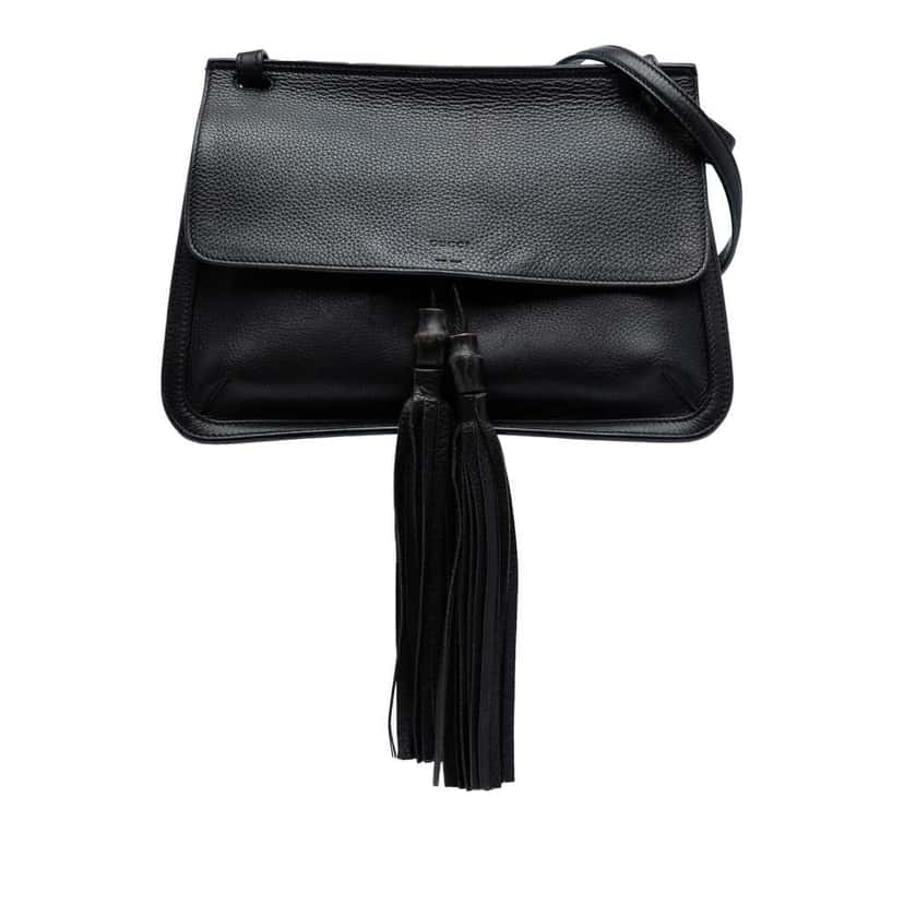 Gucci Medium Leather Bamboo Daily Crossbody Black Leather Good condition - Front View