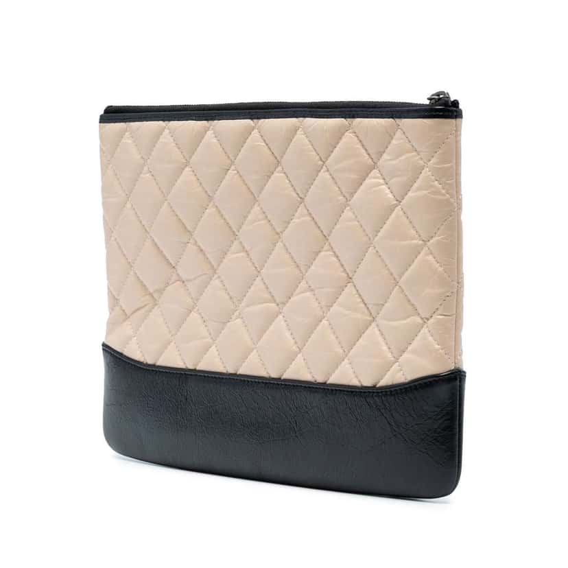 Chanel Medium Aged Calfskin Gabrielle O Case Clutch Brown Leather Good condition - Back View