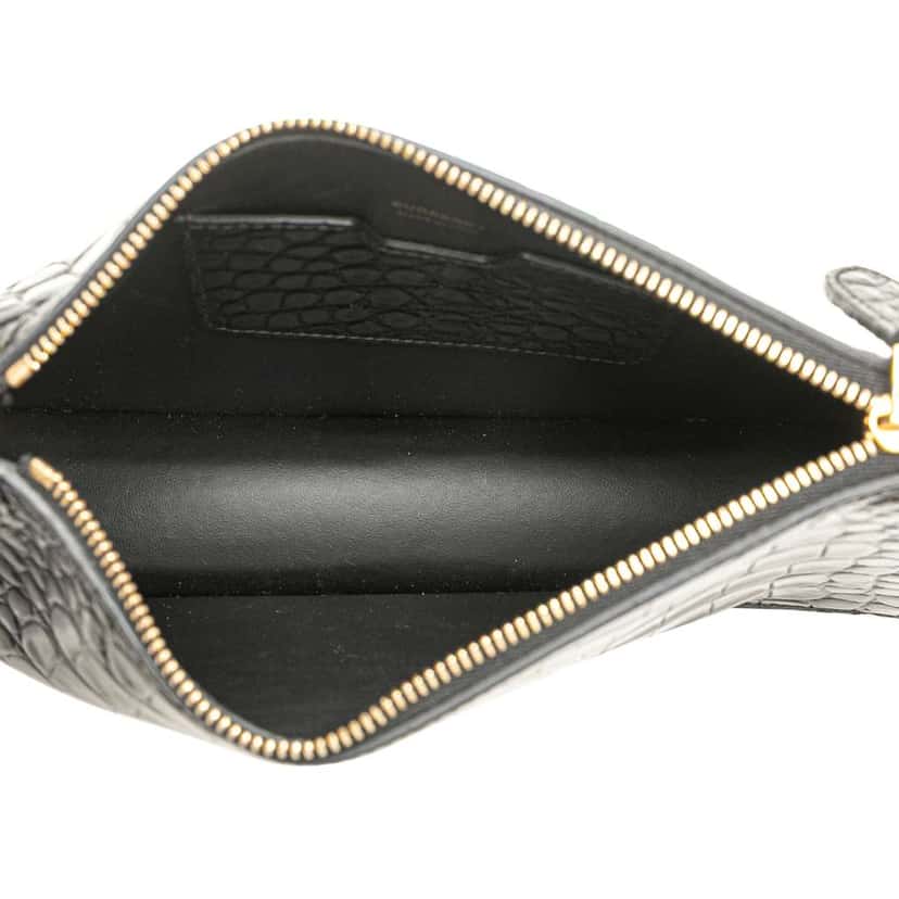 Burberry Small Crocodile Embossed Leather TB Shoulder Bag Black Leather Good condition - Model View