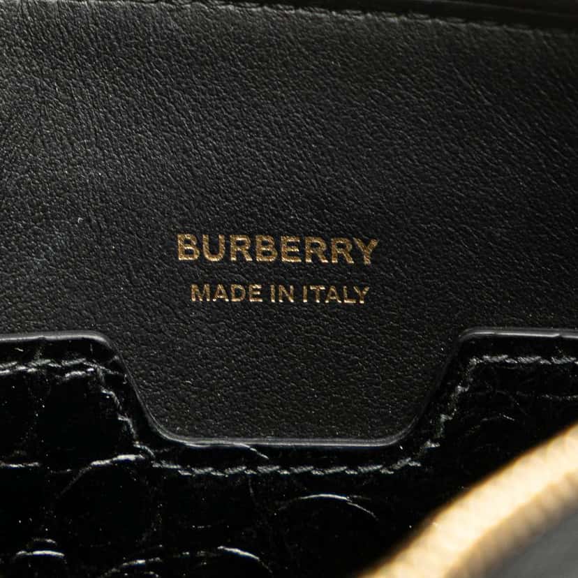 Burberry Small Crocodile Embossed Leather TB Shoulder Bag Black Leather Good condition - Box View