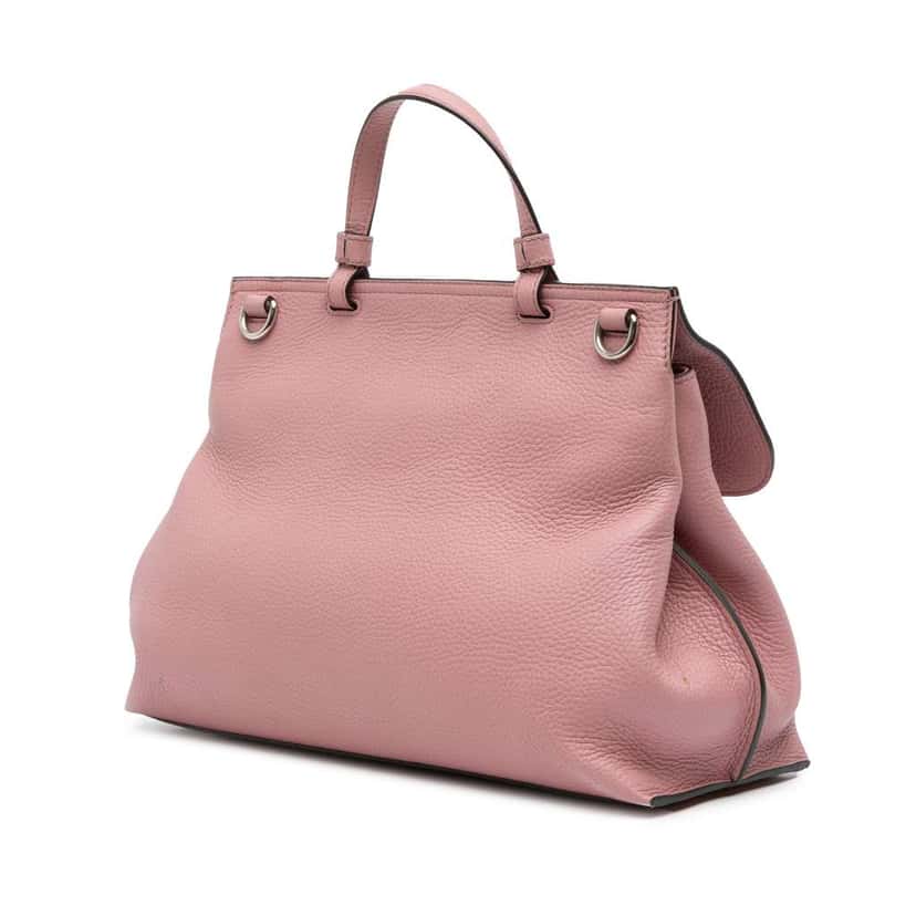 Gucci Medium Leather Bamboo Daily Satchel Pink Leather Good condition - Back View