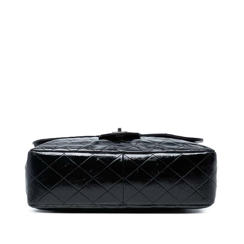 Chanel Jumbo Classic Crinkled Patent Single Flap Blue Leather Good condition - Inside View